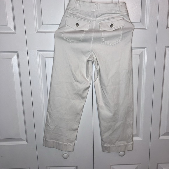 Spanx Stretch Twill Cropped Wide Leg Pull On White Pants Womens Size‎ Small - Picture 2 of 11